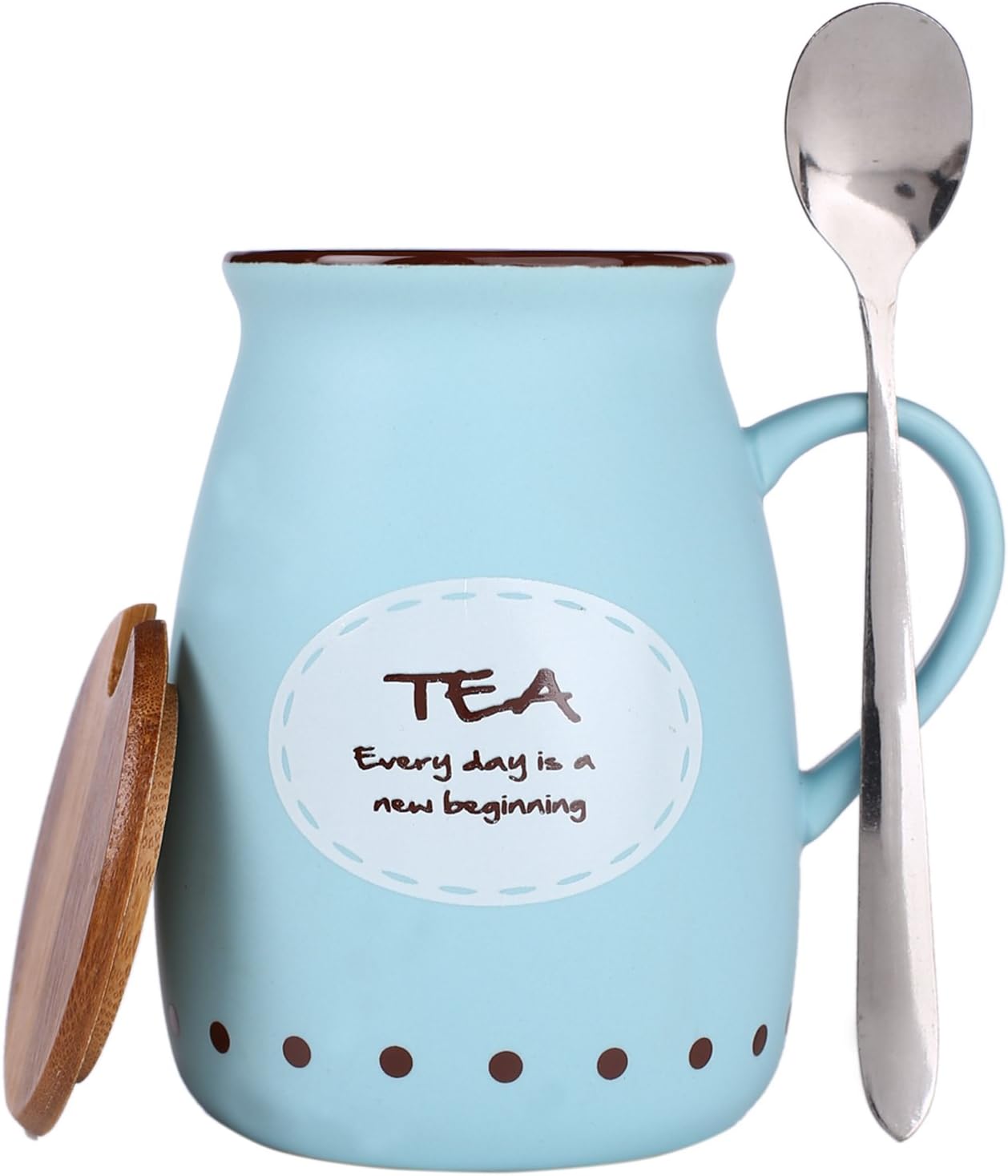 BJE Ceramic Mug - 2 Pieces, Green Sky blue Off-white, 400 ml