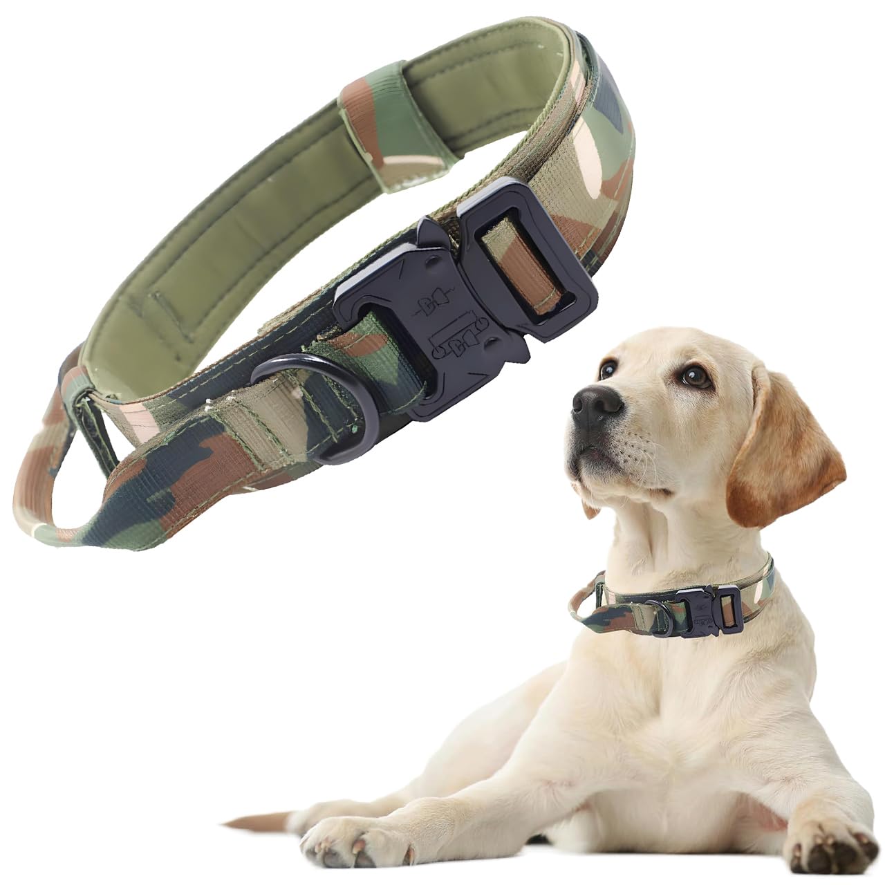 Tactical Dog Collar, Adjustable Military Training Nylon Dog Collar with Control Handle and Heavy Metal Buckle for Medium Large Dogs, (XL,Militarygreen) โ image 1