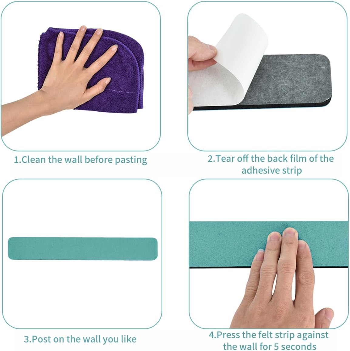 Vuzvuv 8Pcs Cork Bulletin Board Strips for Wall Office-Sea Blue image 3
