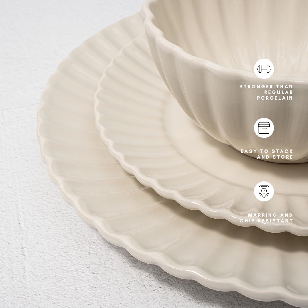 16 Piece Dinnerware Set Aruba (Sun Washed Lemon) Plates, Bowls, and Mugs Set for 4