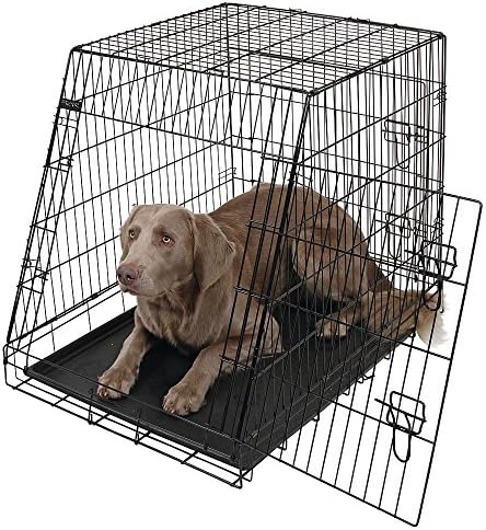 Kerbl Slanted Front Dog Cage Collapsible 2 Doors, 76 x 54 x 64 cm, Black