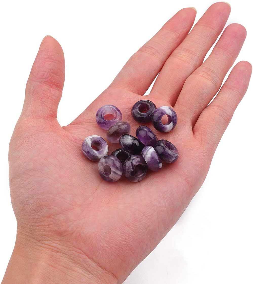 Natural Amethyst Crystal Rondelle Stone with Large Hole (5.5mm) Loose Semi Gemstone Beads for Jewelry Making 14mmx7.5mm 12pcs - Image 3