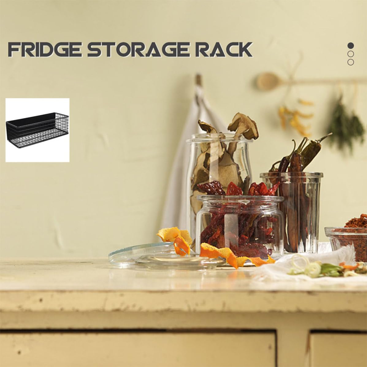Operitacx Organisateur de à Design Résistant Ventilation pour L'usure Ajouré en Magnétique 2pcs Fer Noir Frigo Bouteilles et Bocaux D'épices