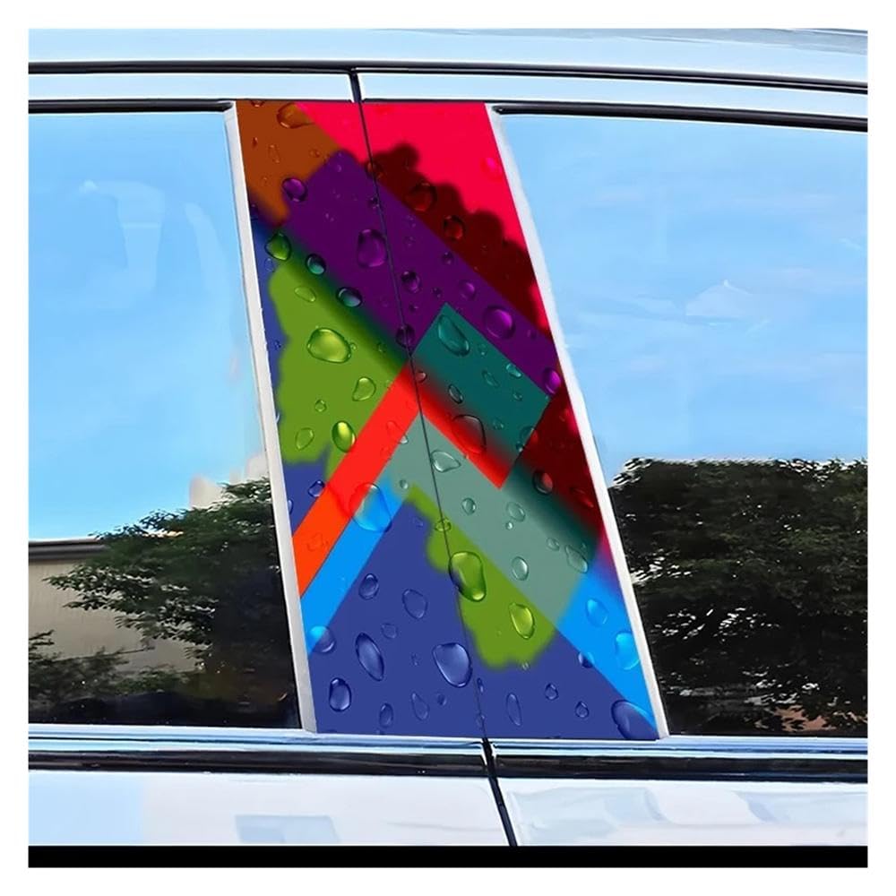 Autocollants pilier de fenêtre voiture protection anti-rayures 2 pièces style arc-en-ciel
