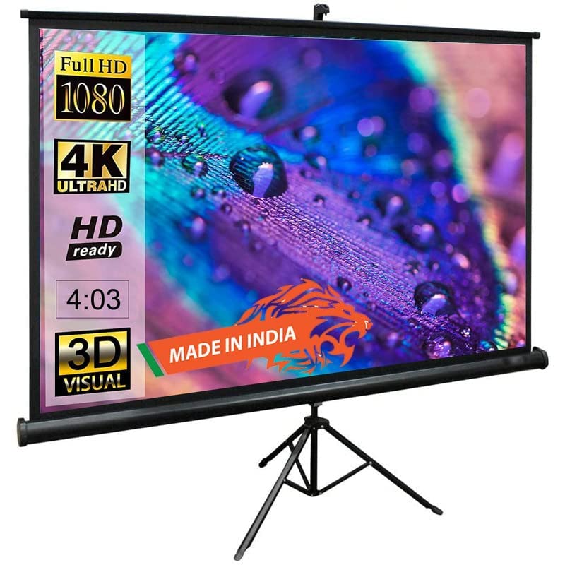 Image of SAVSOL 120 Inch Cineview Series Tripod Type Projector Screen, Supports UHD, 3D and 4K Ready Technology-(8ftx6ft, 4:3 Aspect Ratio)#1