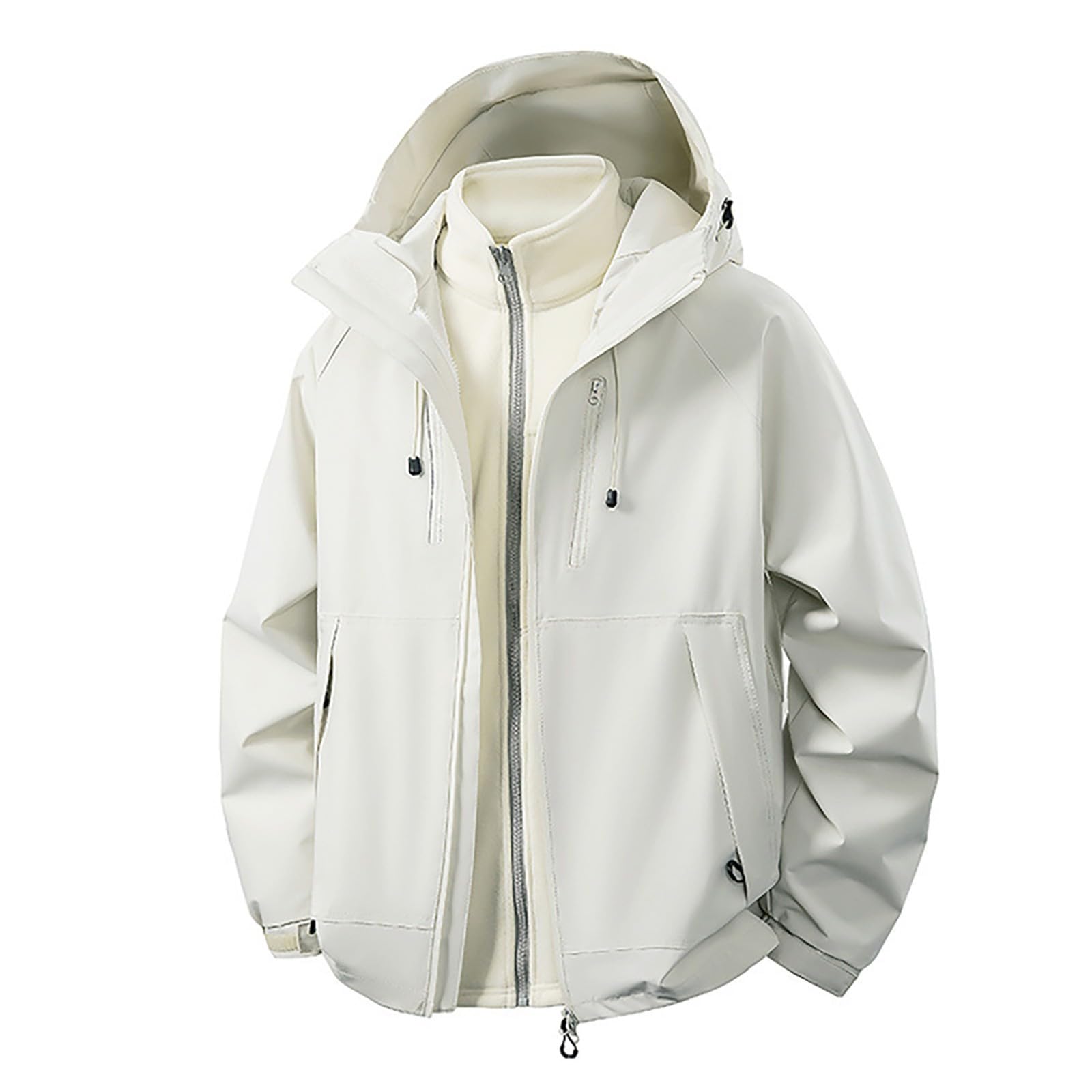 Genérico Hombre Chaqueta Impermeable Cortavientos Exteriores Lluvia Abrigo Ligero Reflectante Transpirable Capucha Plegable Senderismo Para Correr, Senderismo Vientos Cazadora