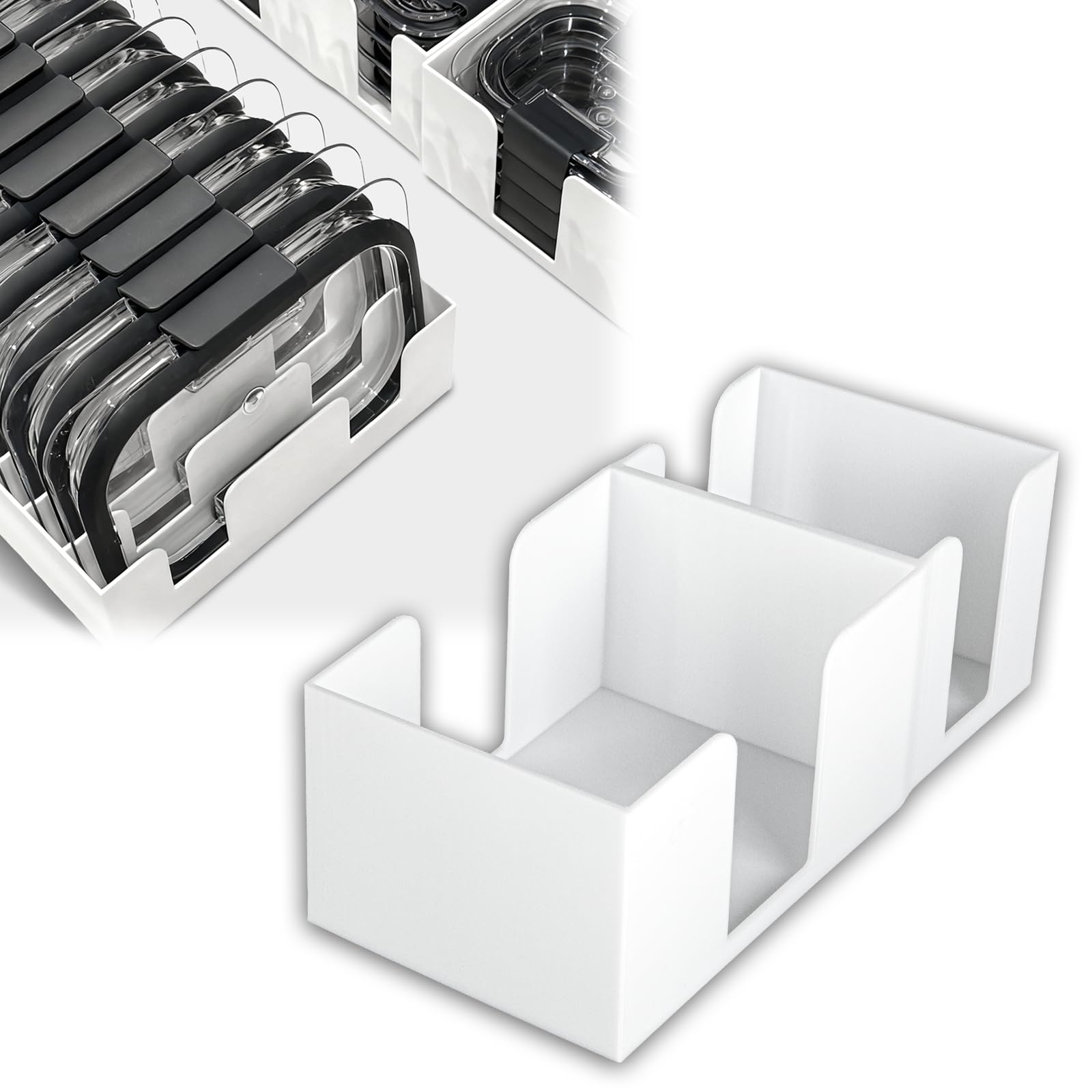 Tapa apilable para contenedores de alimentos Brilliance, estante de almacenamiento para armario de cocina que ahorra espacio (soporte de tapa de 300 ml)
