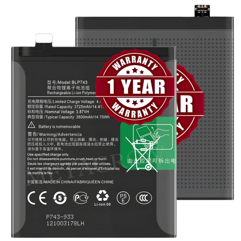 Image of Original BLP743 Battery Compatible for OnePlus 7T (HD1900, HD1901, HD1903, HD1905, HD1907) - (3800mAh) - 1 Year Warranty JK10