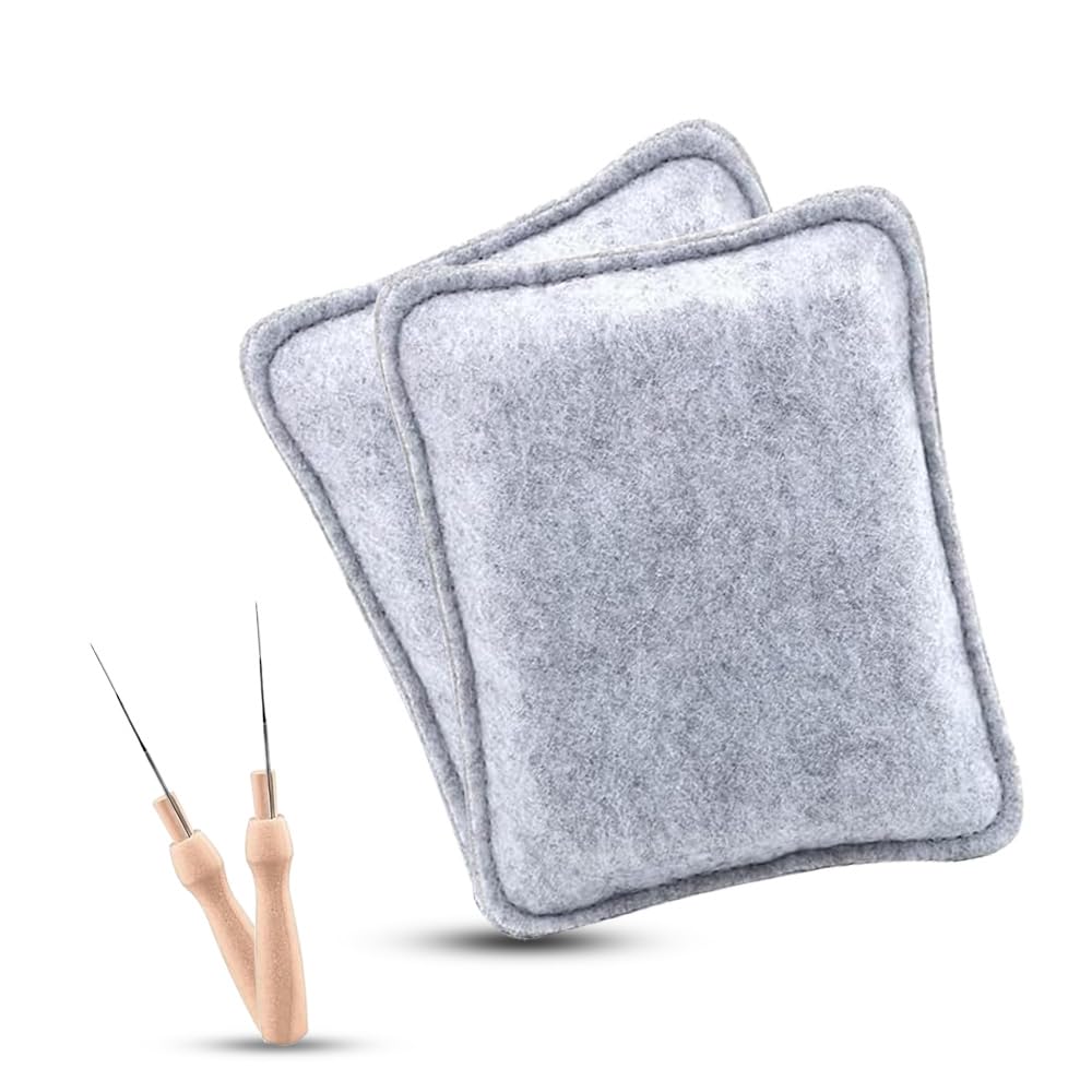 Coztie Needle Felting Pad, 2 PCS Needle Felting Mat with 2 Felt Needle, Grey Sponge Needle Felting Kit
