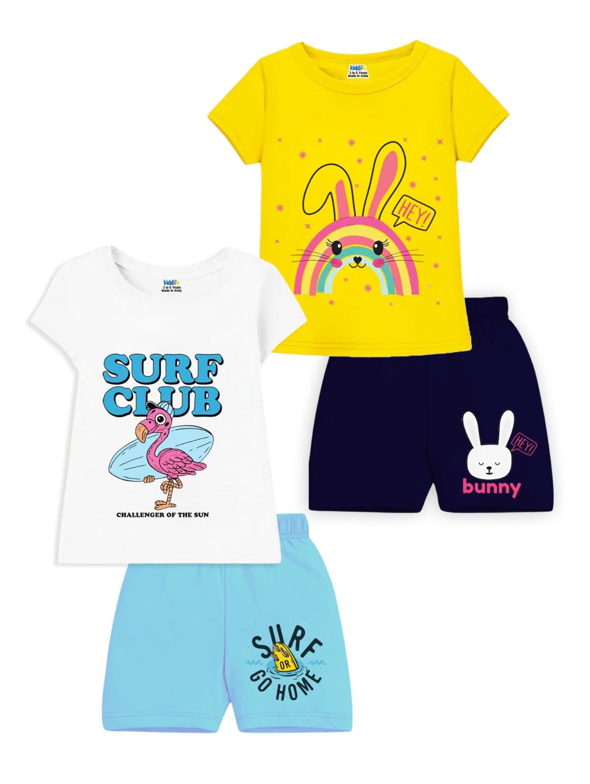 100% Cotton Girl's Top & Shorts Pants Pack Of 2 (White, Yellow)-image-10