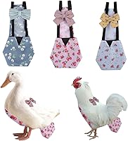Vista 29 de MANON ROSA Pañales de pollo, gallinas bantam, juego de 6 piezas reutilizables con corbatín, pañales para aves de corral, lavables, impermeables