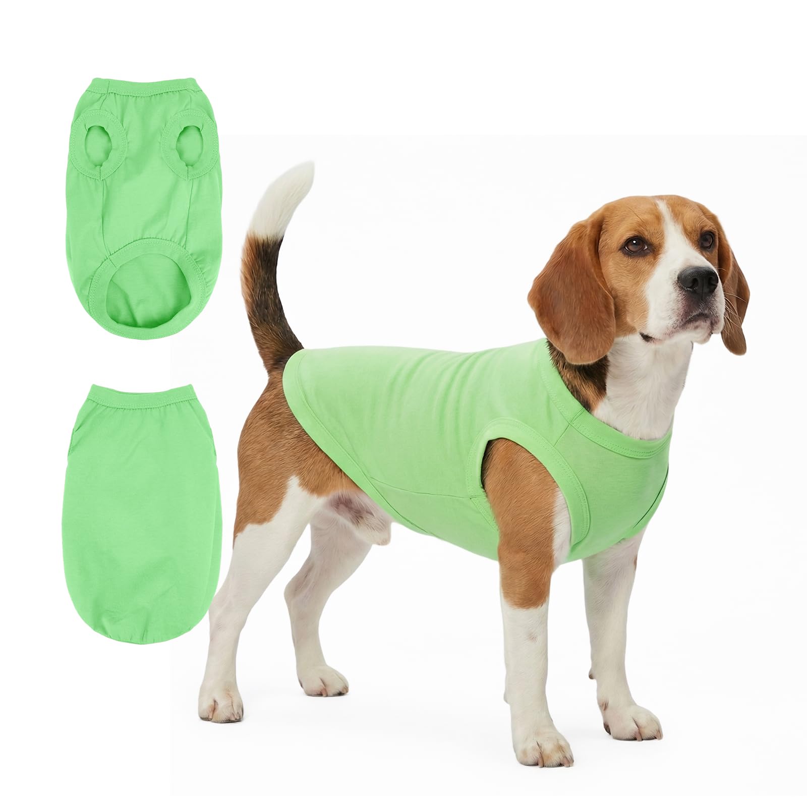 Viiotu Dog Pyjamas Pjs, Lightweight Cotton Sleeveless Dog Tank Top Vest, Pullover Pet Clothes for Small Dogs and Cats (Green, L+) — image 1