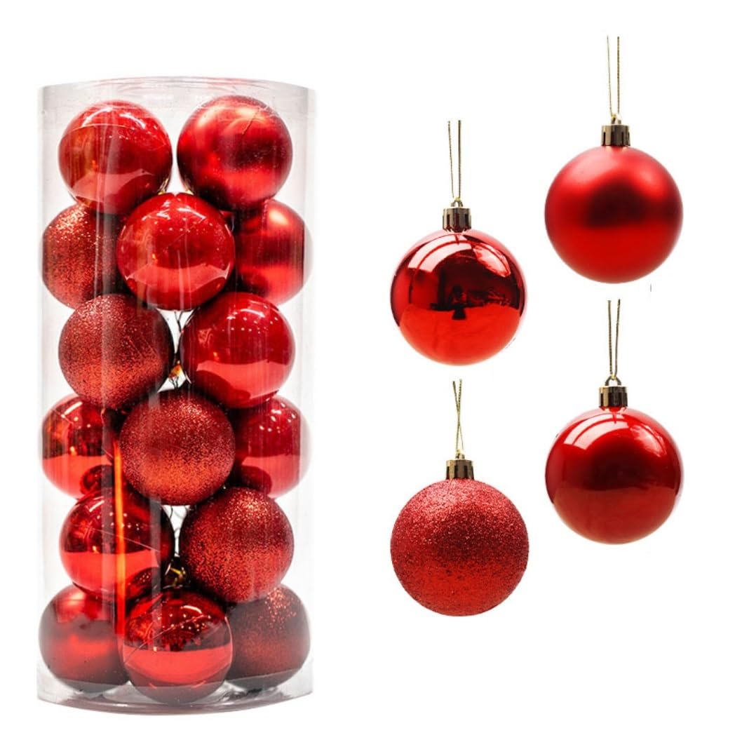 Juego de decoraciones de bolas de Navidad, 24 bolas de Navidad, adornos colgantes decorativos para árbol de Navidad, bolas colgantes irrompibles para decoración de fiestas, adornos navideños (color: