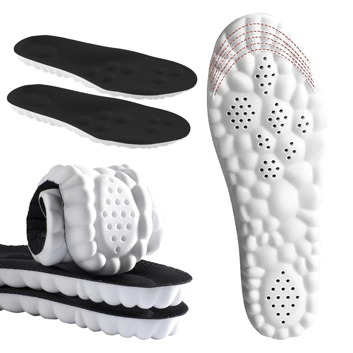 4D Cloud Insoles for Men and Women Memory Foam Cloud Insoles Super Soft Anti-Fatigue Shock Absorption Relieve Foot