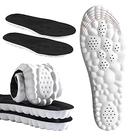 DWTWLE 4D Cloud Insoles for Men, Memory Foam Cloud Insoles Super Soft Anti-Fatigue, Shock Absorption, Relieve Foot Pain (Black, US 14-15)