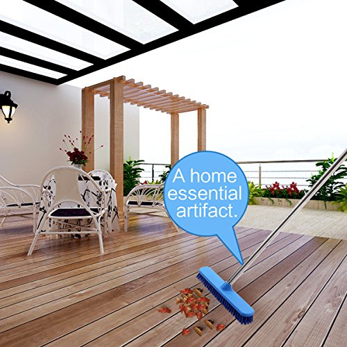 YCUTE Commercial Floor Scrub Brush with Long Handle 52", 12" Multi-Surface Stiff Brush for Tile, Grout, Concrete, Patio, Garage, Deck and Outdoor Algae