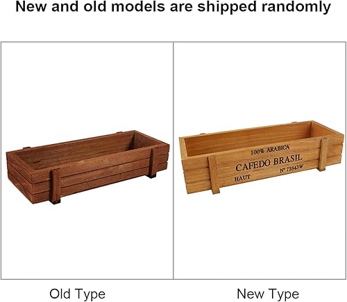 Miniatura 2 de plplaaoo Maceta de madera, cajas rectangulares para exteriores, caja de almacenamiento rectangular de madera con platillos para interior y exterior,