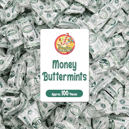 Money Buttermints Individually Wrapped, 100 Pieces | Creamy Mint Candy for Casino Party Favors,...