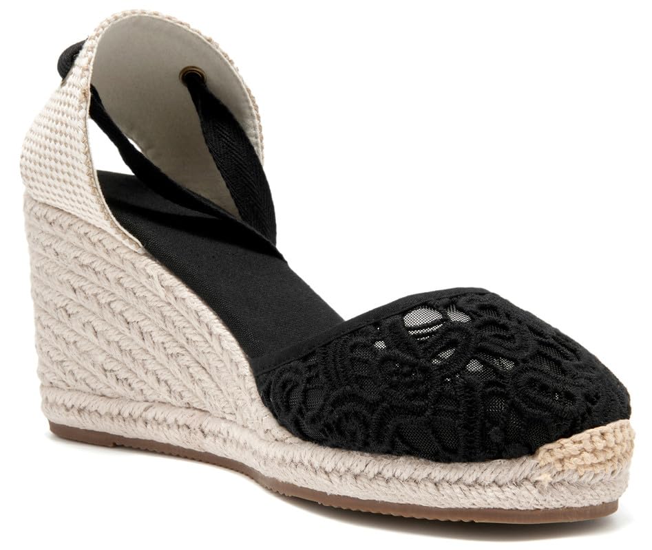 Image of Womens Espadrille Wedge Sandals Closed Toe Platform Lace Up Ankle Strap Slingback Summer Dress Shoes