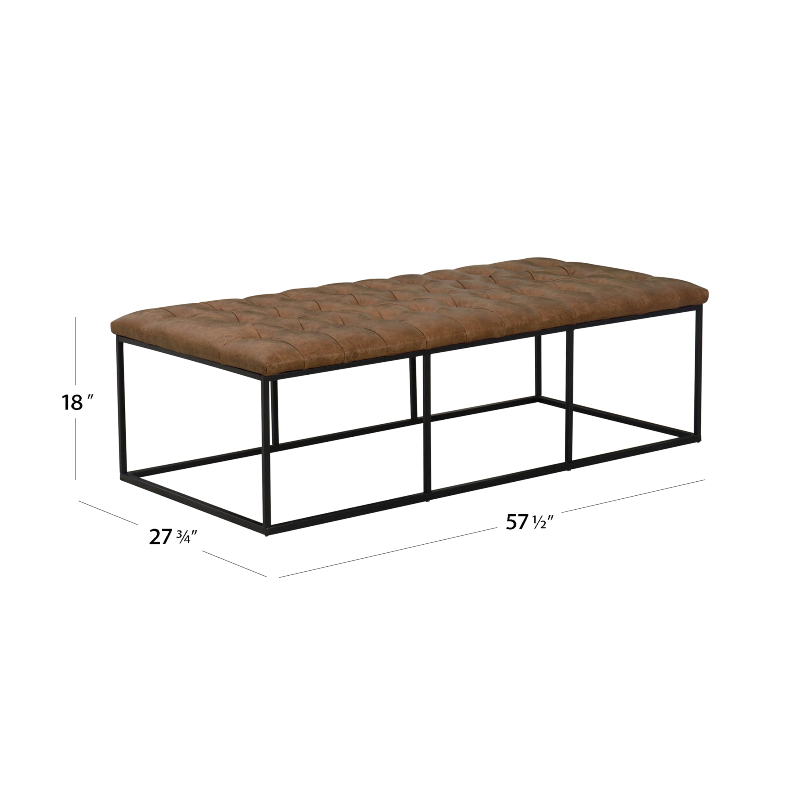 Homepop Home Decor | Large Upholstered Bench | Bench Ottoman with Storage for Living Room & Bedroom | Decorative Home Furniture (Light Brown PU Leather) - 4