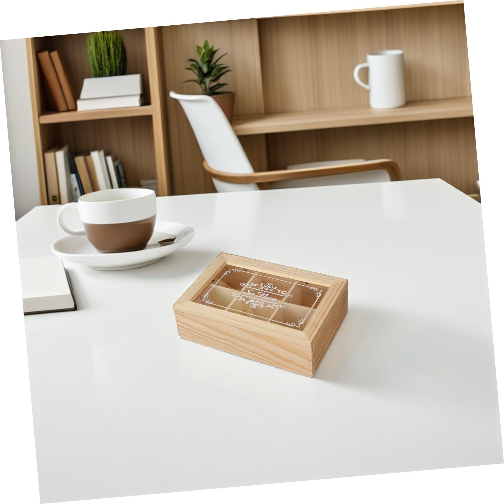 Angoily 2 pezzi Organizer Scrivania in con Acrilico Protettivo Scatola Rettangolare Scomparti per Tè Gioielli e Accessori per Ufficio e Casa Design Compatibile con Stili Moderni e Retrò