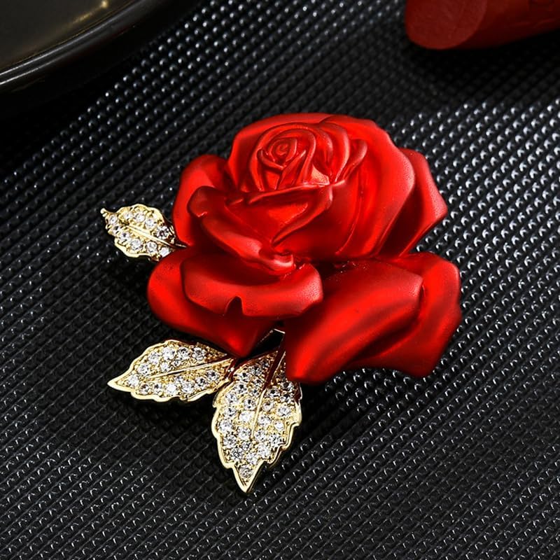 Image of Red Rose Flower Brooches and Pins for Women Costume Jewelry Brooch Pins Broches Jewelry for Women Elegant Lady Pin