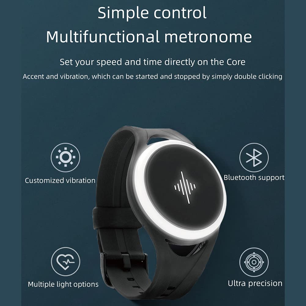 Se puede usar metrónomo, metrónomo de vibración inteligente, reloj de pulsera multifuncional, con recordatorio de iluminación, adecuado para instrumentos infantiles / adultos para tocar todos los