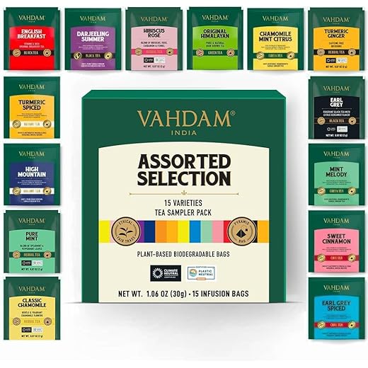 VAHDAM Tea Variety Pack - 15 Flavors