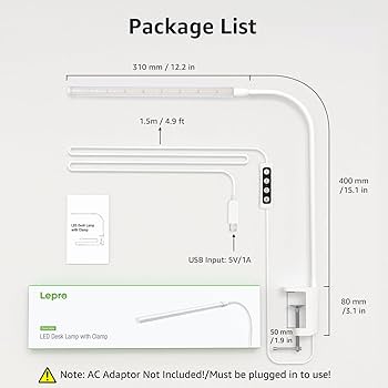 Lepro Lampa biurkowa LED, zaciskowa, biurkowa