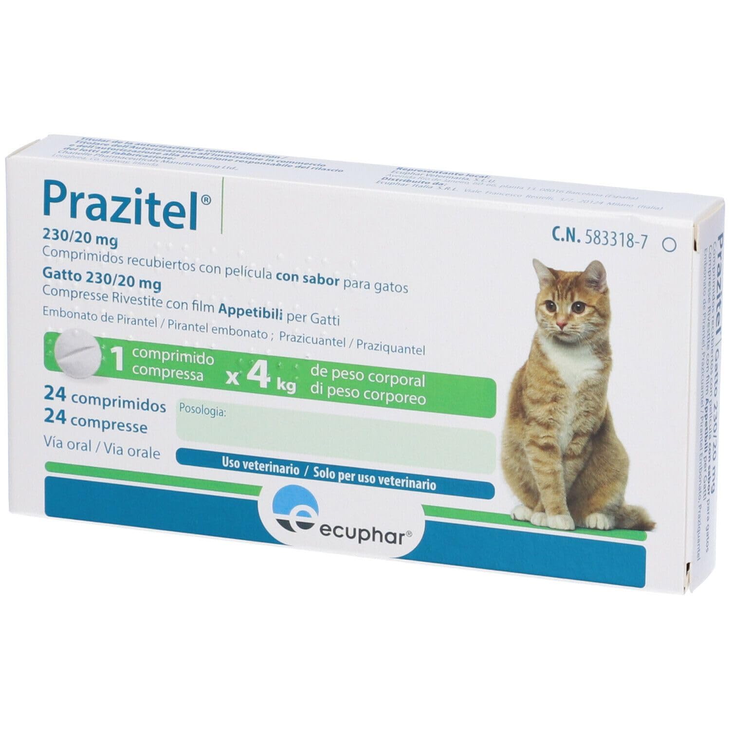 PRAZITEL (24 CPR) – Trattamento in compresse appetibili Contro i parassiti intestinali nei Gatti