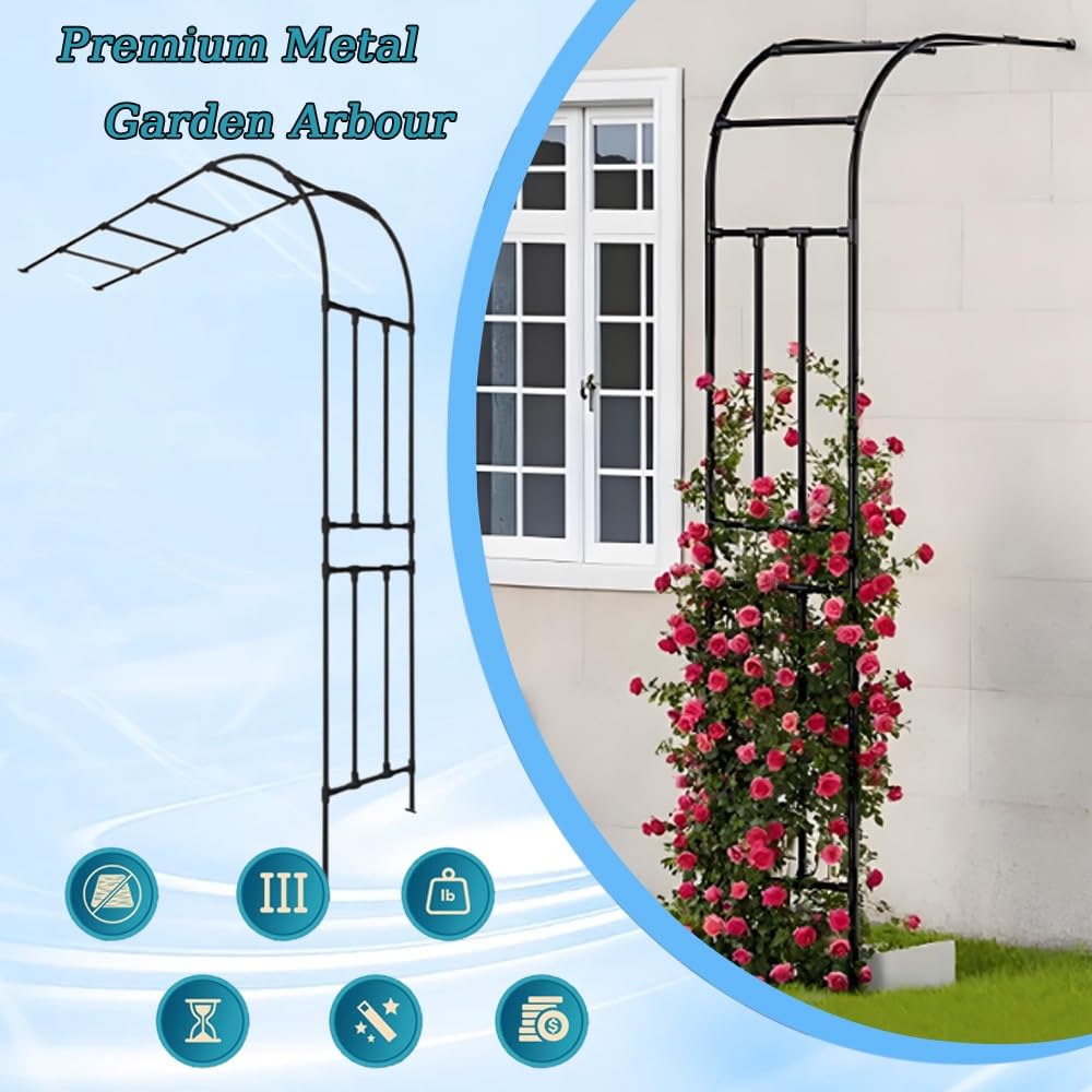 Halber Gartenbogen Rosenbogen Aus Metall Stabil Rankbogen Metall-Gartenspalier Für Pflanzen Zur Unterstützung Von Rosen, Die Torbogen-Gartendekoration(Green,W 90 x H 240 cm)