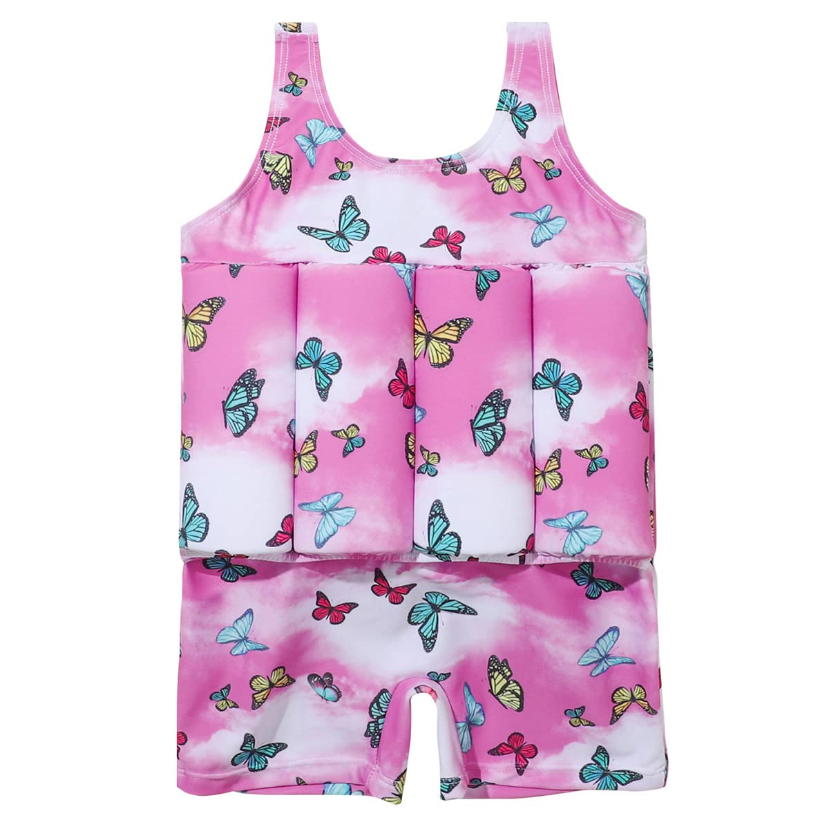 Kids Girls Floatation Swimsuit Float Suit with Adjustable Buoyancy Bathing Swimwear One Piece Swimming Suit Toddler Summer Sleeveless Swim Vest Beachwear Purple 4-5T