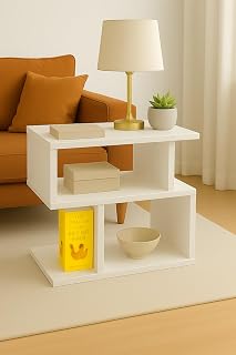 Enigmatic Woodworks Wooden Modern End Table, Home Decor for Living Room Plant Stand, Bed Side Table I Finish-Suede DIY 18... Price In India