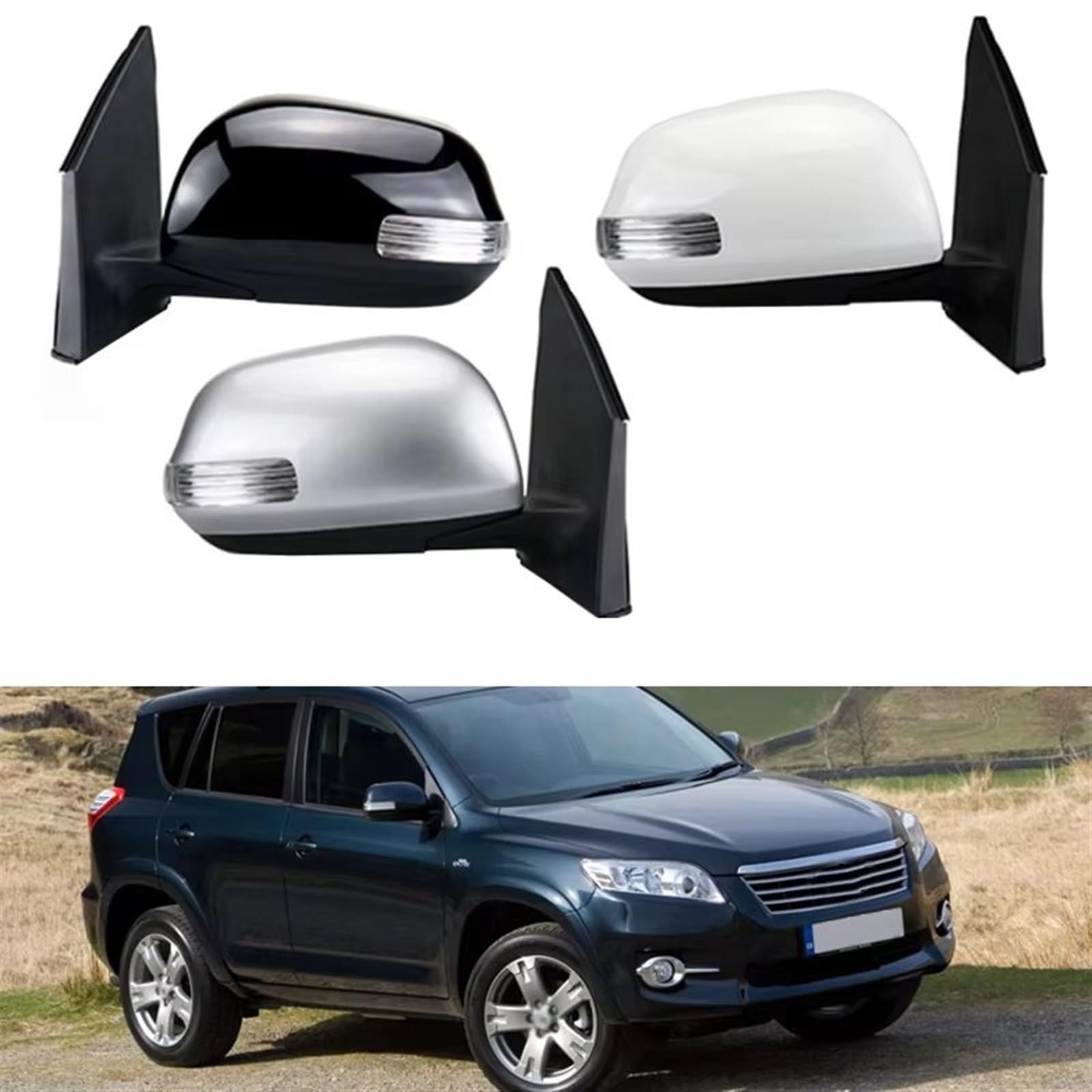 Espejo Retrovisor Completo Para Toyota Para RAV4 2010 2011 2012 2013 Conjunto Espejo Retrovisor Lateral Coche Espejo Retrovisor Cabezal Eléctrico Plegable Automático Automático Espejos Exteriores(A- 7