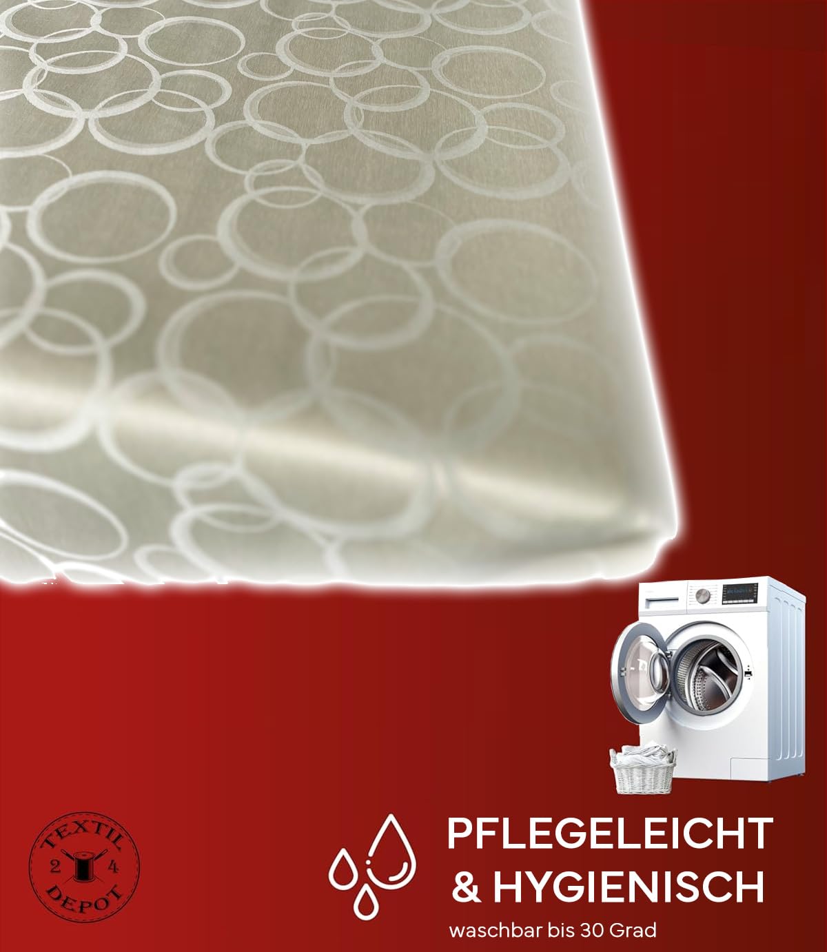 Nappe de table 140 x 420 cm - Cercles - Protection anti-taches - Damas de qualité supérieure