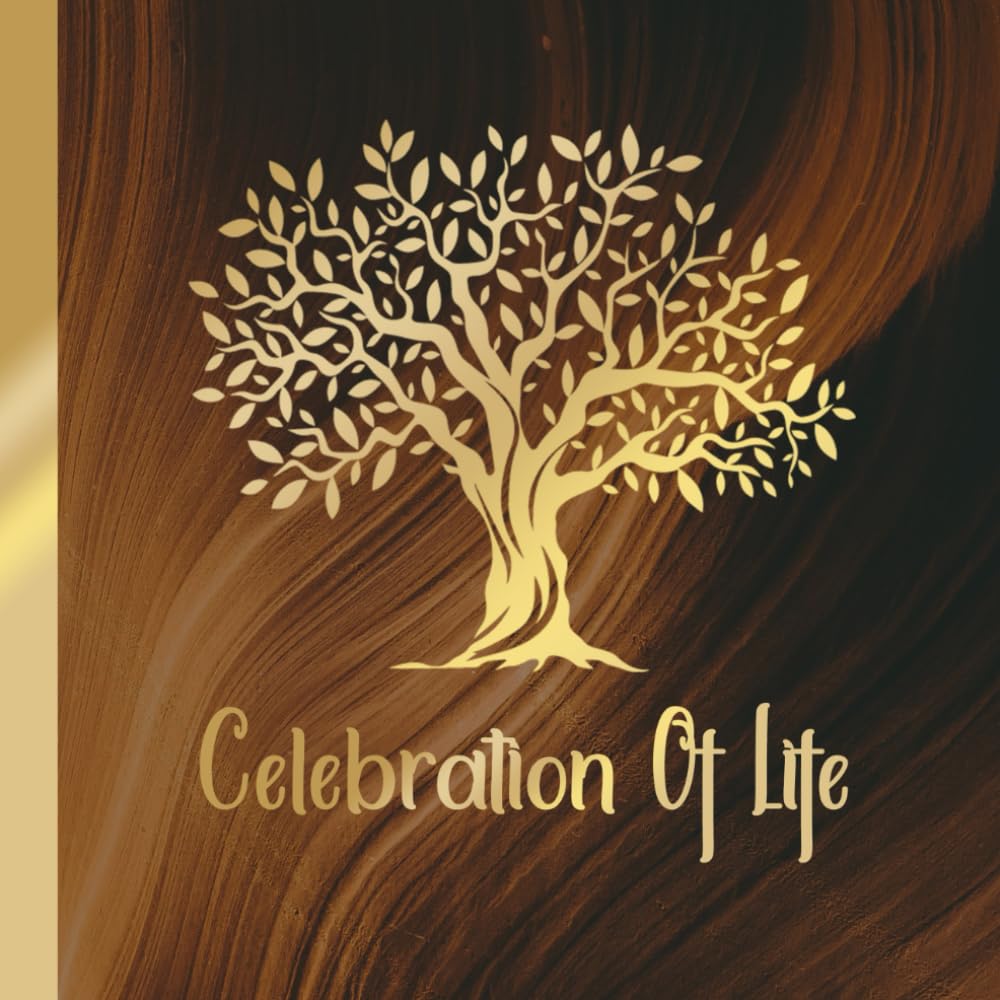 Celebration Of Life: Guest Book for Memorial & Funeral Services, Memory tree for Celebration of life, funeral guest books celebration of life | Wood & Gold cover Memorial Guest Book
