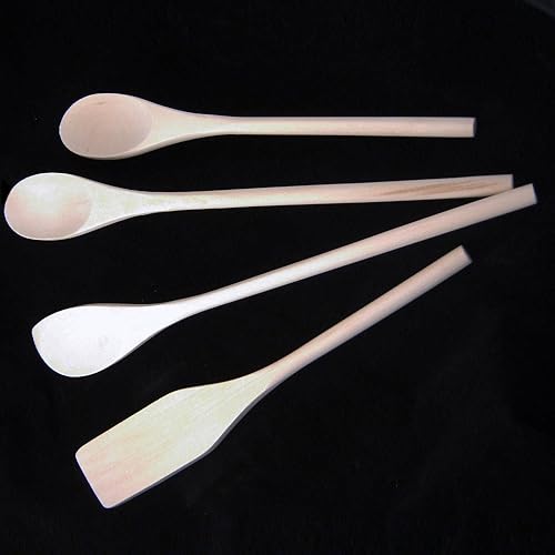 Miniatura 4 de Cucharas de madera para cocinar, 4 piezas, espátula de madera, antiadherente, juego de utensilios de cocina de 4 piezas, cucharas de madera maciza,