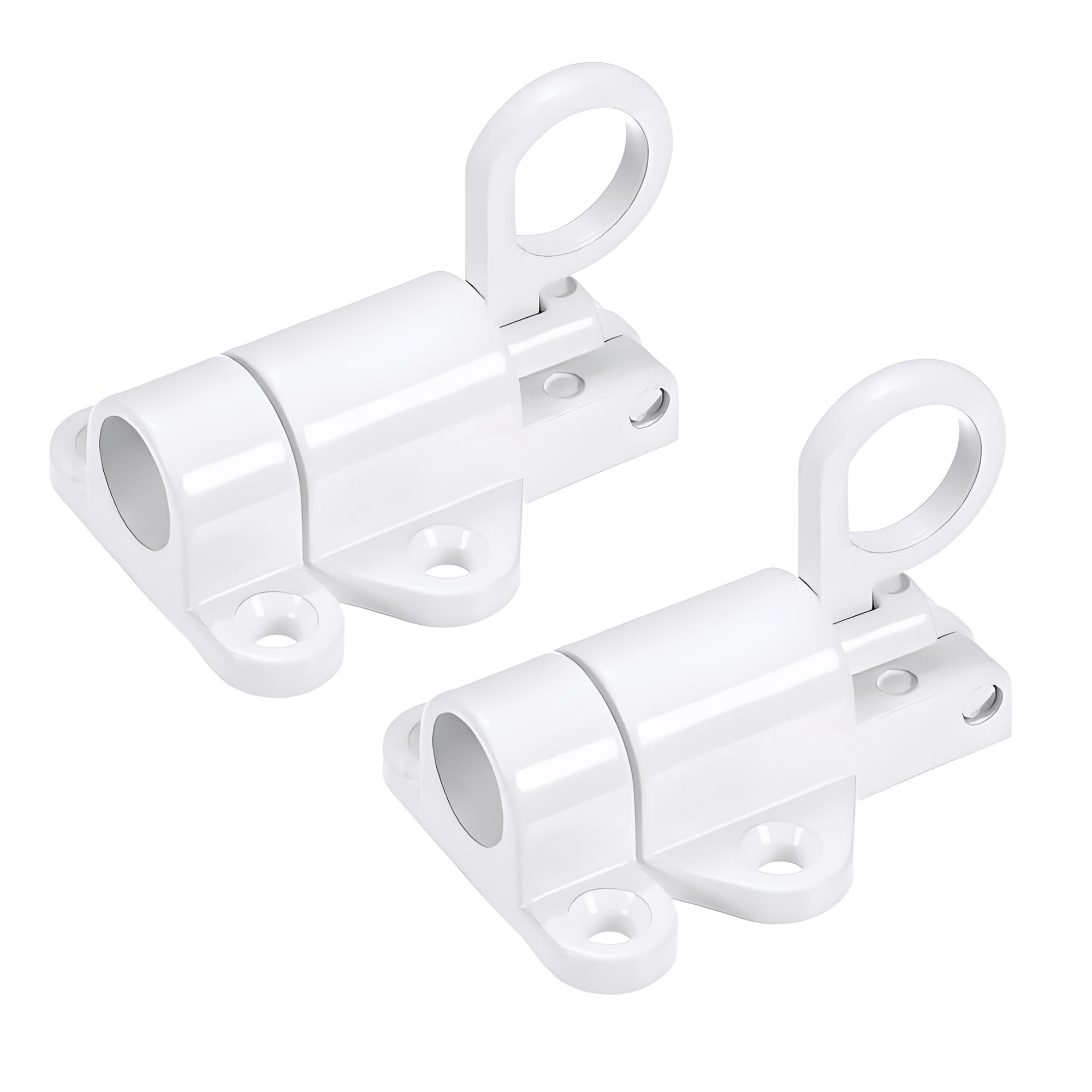 Oudesi 2 Pcs Self-Closing Latch Spring Door Lock Bolt, Safety Automatic Gate Latch with Spring Loaded Pin, Aluminum Alloy Sliding Gate Lock for Cabinet Window Fence, White
