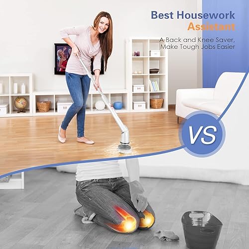 Miniatura 7 de Depurador eléctrico giratorio, limpiador de suelo de ducha inalámbrico 360, limpiador eléctrico con mango largo e inalámbrico, para ducha, bañera y