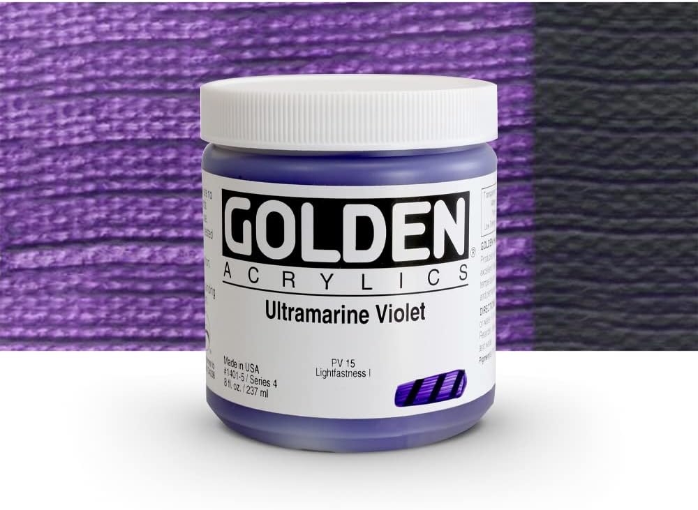 GOLDEN Heavy Body Acrylics, Ultramarine Violet, 8 fl. oz. Jar, Professional Acrylic Paint, Transparent