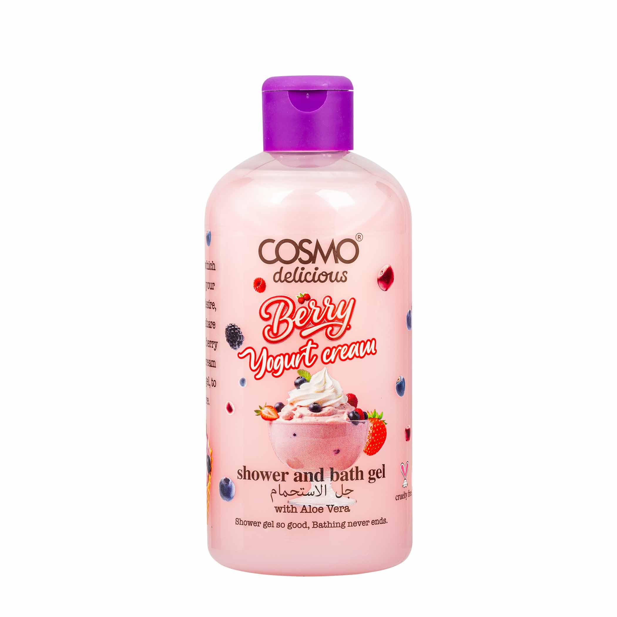 Cosmo Delicious Berry Yogurt Cream With Aloe Vera Shower Bath Gel 400ml Hydrating Refreshing Body Wash Fruity Berry