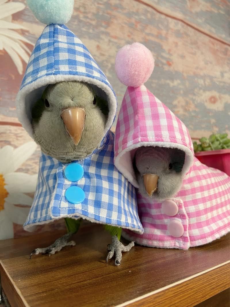 Bird Cape Bird Diaper Flight Suit Shape Hoodie Bird Clothes Cosplay Photo Prop for Parrots Parakeet Cockatiel Sun Conure, Bird Hoodie Small Animals Apparel (L,Blue)