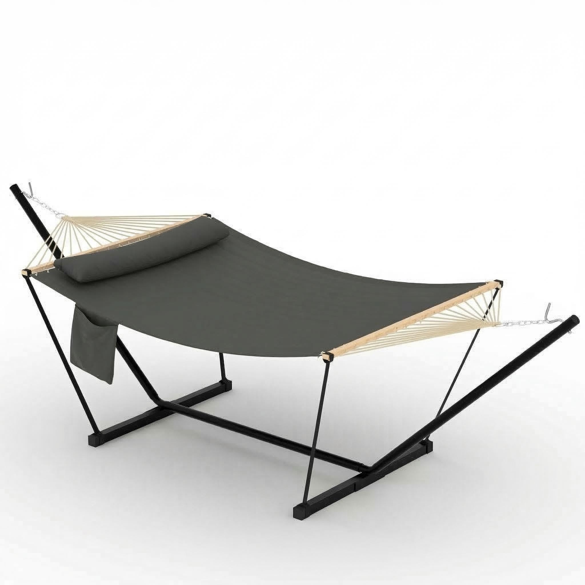 12ft Double Hammock with Stand, 450Lbs Garden Hammock with Pillow, Chains