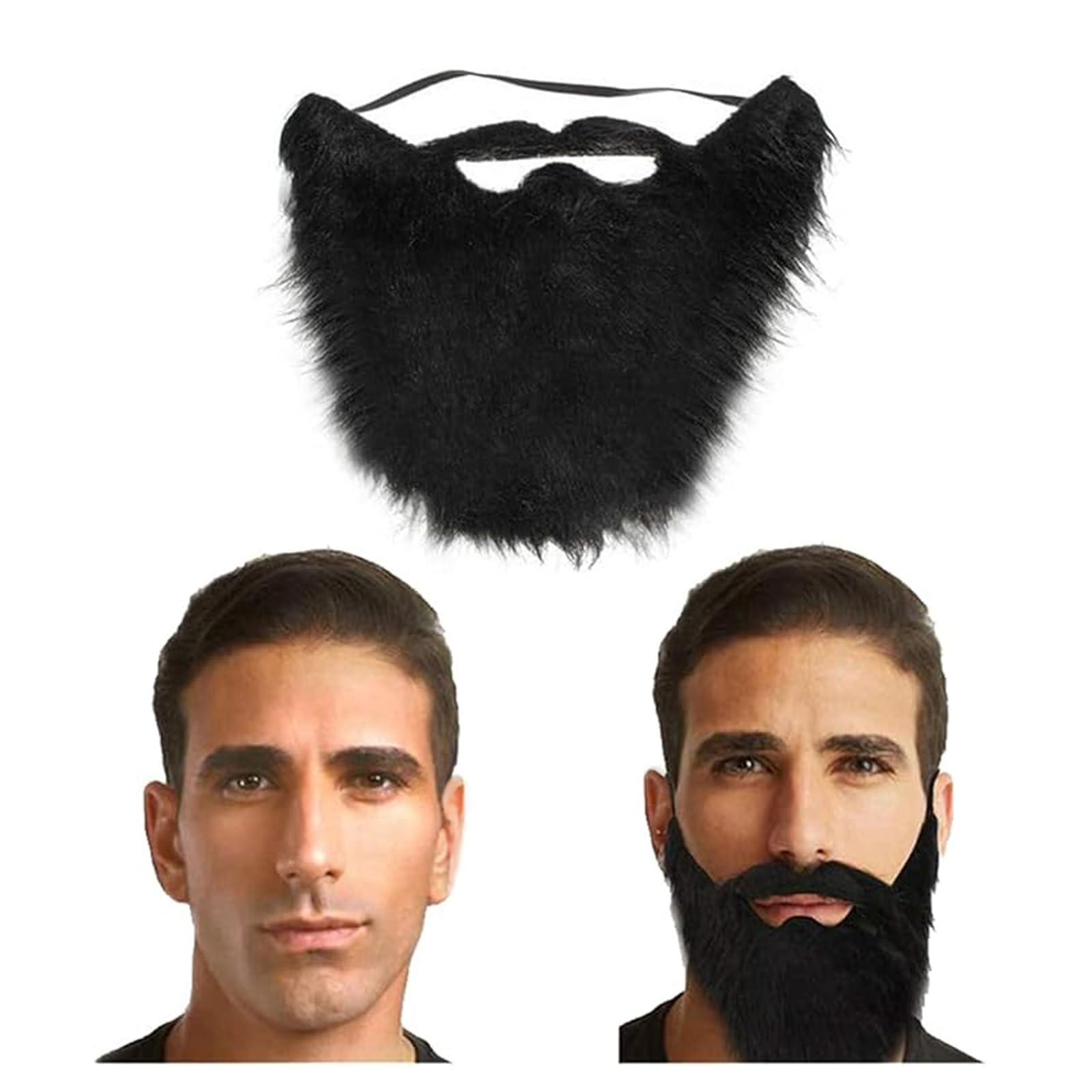 Falscher Bart Kostüm Schwarz Vollbaet Fake Beard Künstlicher Falsche Bärte Vollbart, Schnurrbart, Zwergenbart Kostüm für Erwachsene, Kinder Halloween, Karneval Cosplay Zubehör
