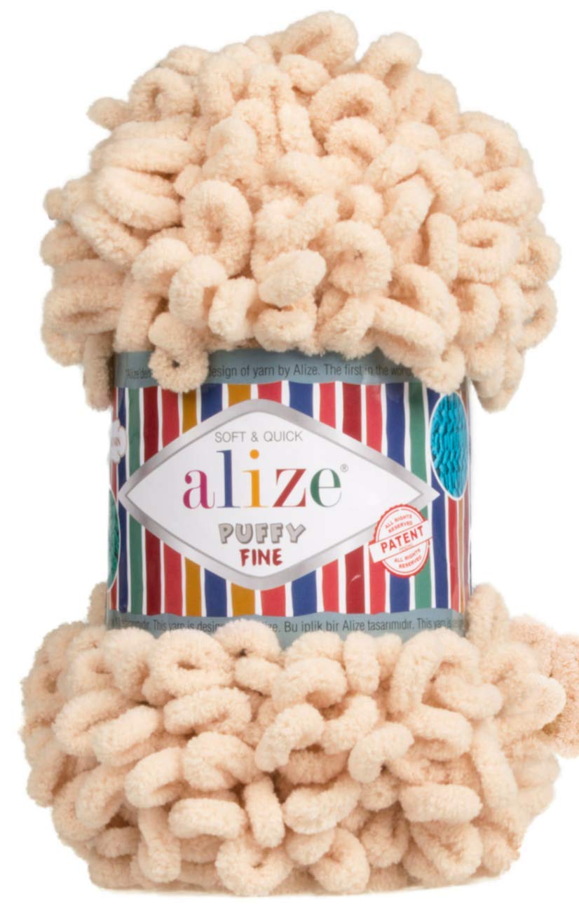 AlizePuffy Fine Baby Blanket Small Loop 100% Micropolyester Soft Yarn Lot of 4skn 400gr 64yds (310 - Honey)