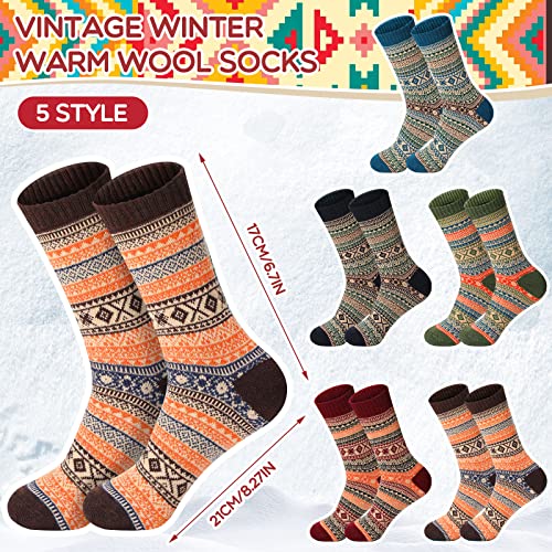Hicarer 50Pairs Winter Vintage Socks Bulk, Warm Wool Thick Knit Thermal Socks for Women Men Christmas Gifts3