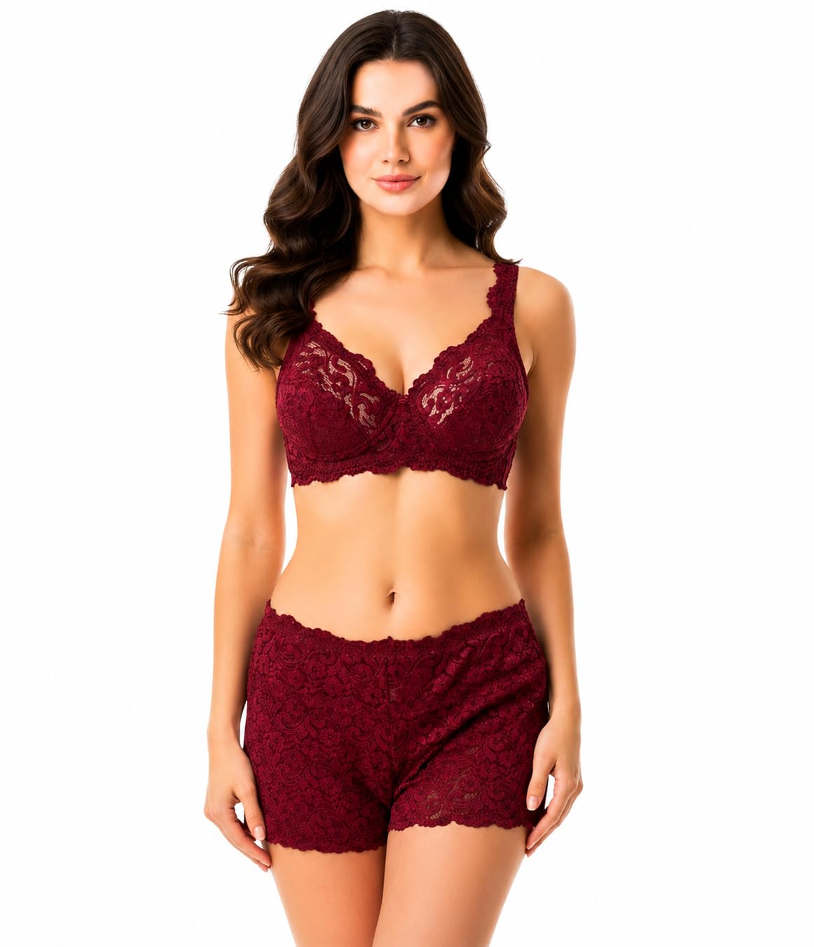 Women’s Bridal Lace Lingerie Set | Bra & Panty Set for Women | Elegant Wedding Lingerie Set | Wireless Bra with Lace Boyshort Panty | Honeymoon, Bridal Shower, Anniversary Nightwear-picture-14