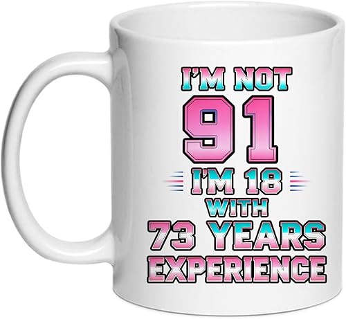 SIUNY 91st Birthday Mug for Women Men Coffee Mugs - Turning 91 Year Old Birthday
