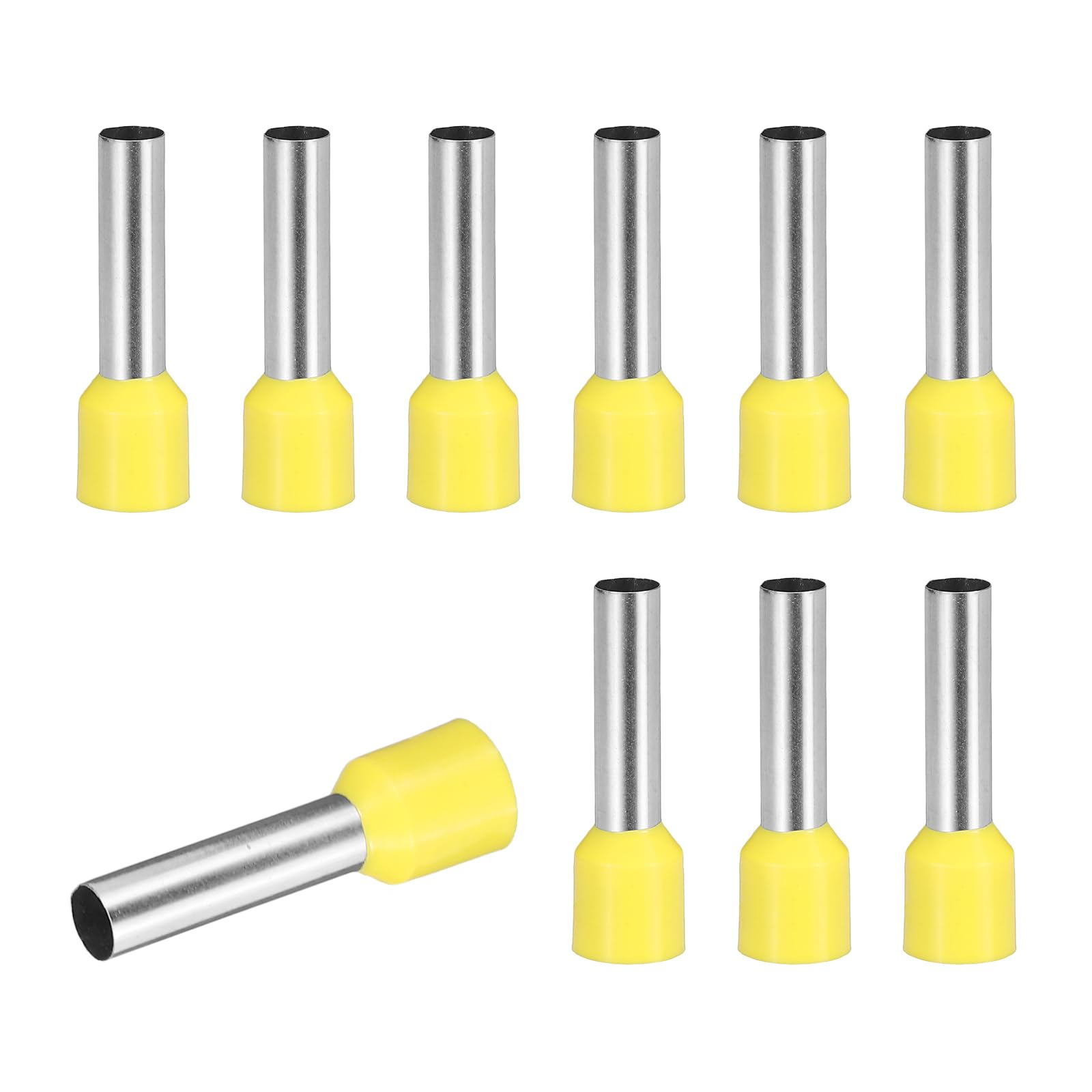 sourcing map 100 Pcs Wire Ferrule Connectors VE10-18 - 7AWG Crimp Copper Ferrules Terminals Connector Insulated Cord End Terminal for Electrical Projects Industrial Chemical Industry, Yellow