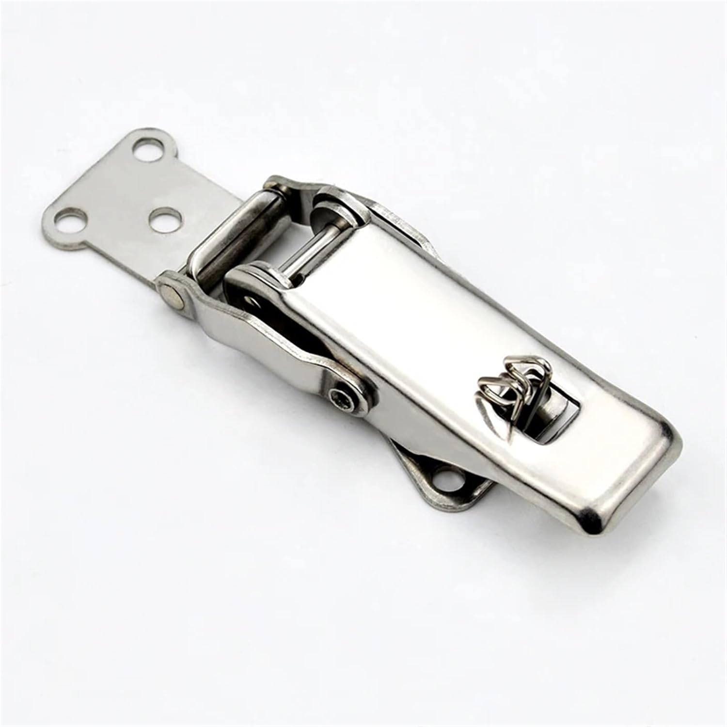 Stainless Steel Buckle Snap Hasp Cabinet Luggage Closure Spring Loaded Toggle Tie DIY Metal Buckles Lock Fasteners Tools 1Pcs(Iron Galvanization)